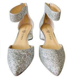 Katy Perry Collections The Jo Silver Glitter Heels with Ankle Strap size 7.